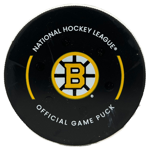 Photo of Game-Used Boston Bruins Game Puck (Chara Jersey Retirement Night) - 1/15/2026