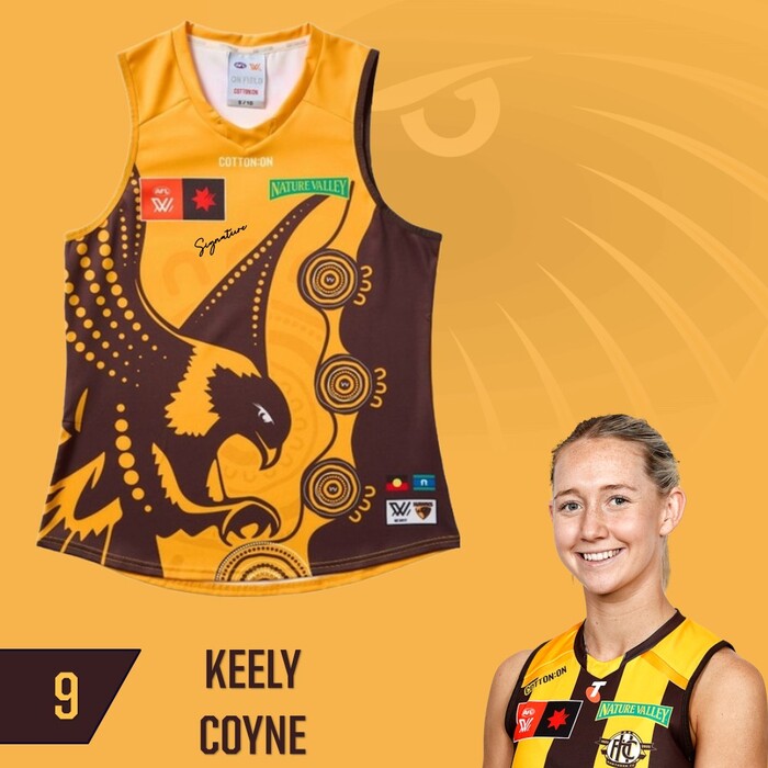 Photo of Keely Coyne #9 Hawthorn 2025 Indigenous Match-Worn Guernsey
