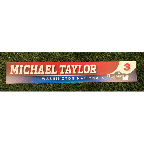 Game-Used Michael A. Taylor 2019 Postseason Locker Tag
