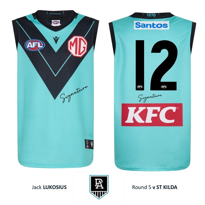 Photo of Jack Lukosius #12 Port Adelaide 2026 Gather Round Guernsey