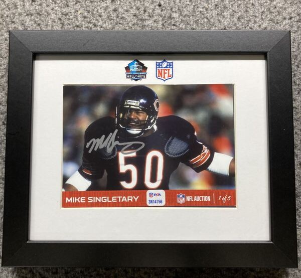 HOF - Bears Mike Singletary NFL Auction Exclusive Signed 5x7 Framed Phot...
