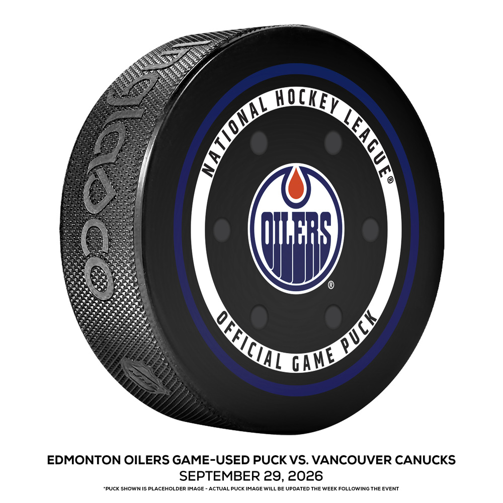 Edmonton Oilers Game-Used Puck vs. Vancouver Canucks on September 29, 2026