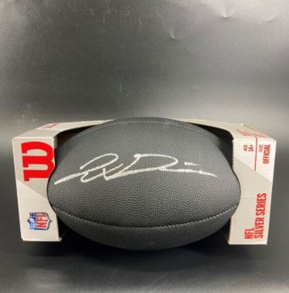 NFL - Giants Jaxon Dart Signed Black Composite Silver Series Football