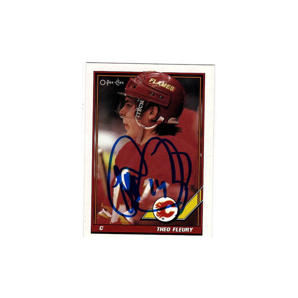 Theo Fleury Autographed Calgary Flames #282 OPC Hockey Card