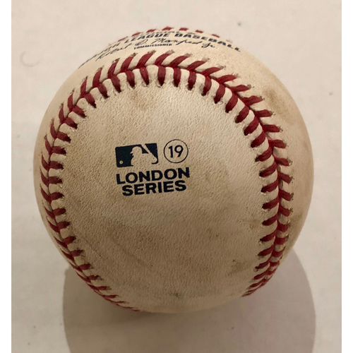 2019 London Series - Game Used Baseball - Batter: DJ LeMahieu, Pitcher : Josh Taylor, 2-RBI Single, New York Yankees vs Boston Red Sox - 6/29/2019