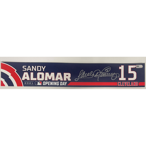 Game Used Locker Name Plate - Opening Day 4/5/2021 - Sandy Alomar #15 - Autographed