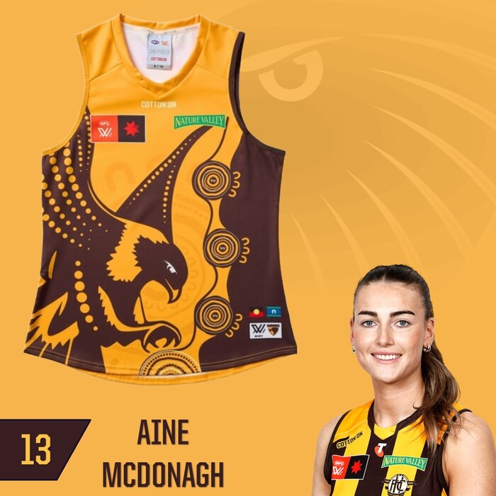 Aine McDonagh #13 Hawthorn 2025 Indigenous Match-Worn Guernsey *UNSIGNED*