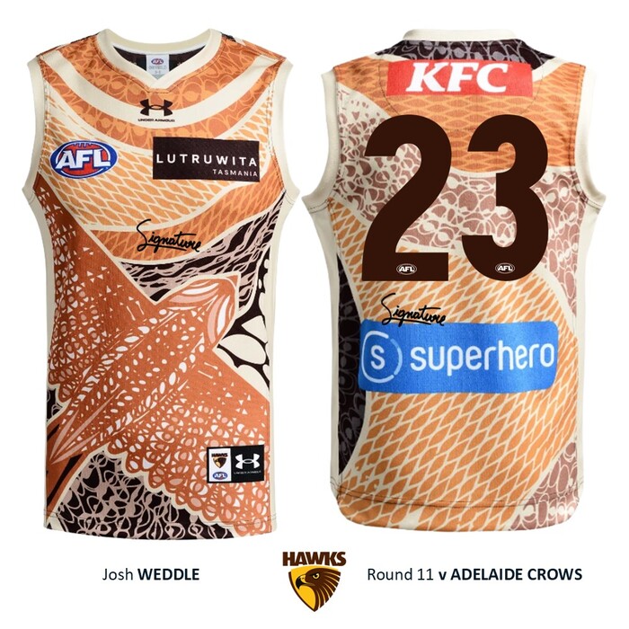 Photo of Josh Weddle #23 Hawthorn 2026 Indigenous Guernsey