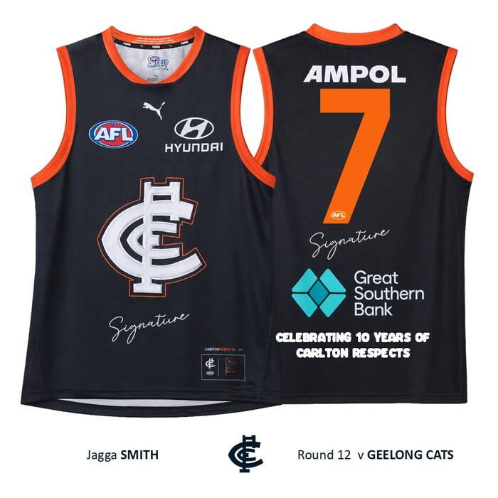 Photo of Jagga Smith #7 Carlton 2026 Carlton Respects Match-Worn Guernsey
