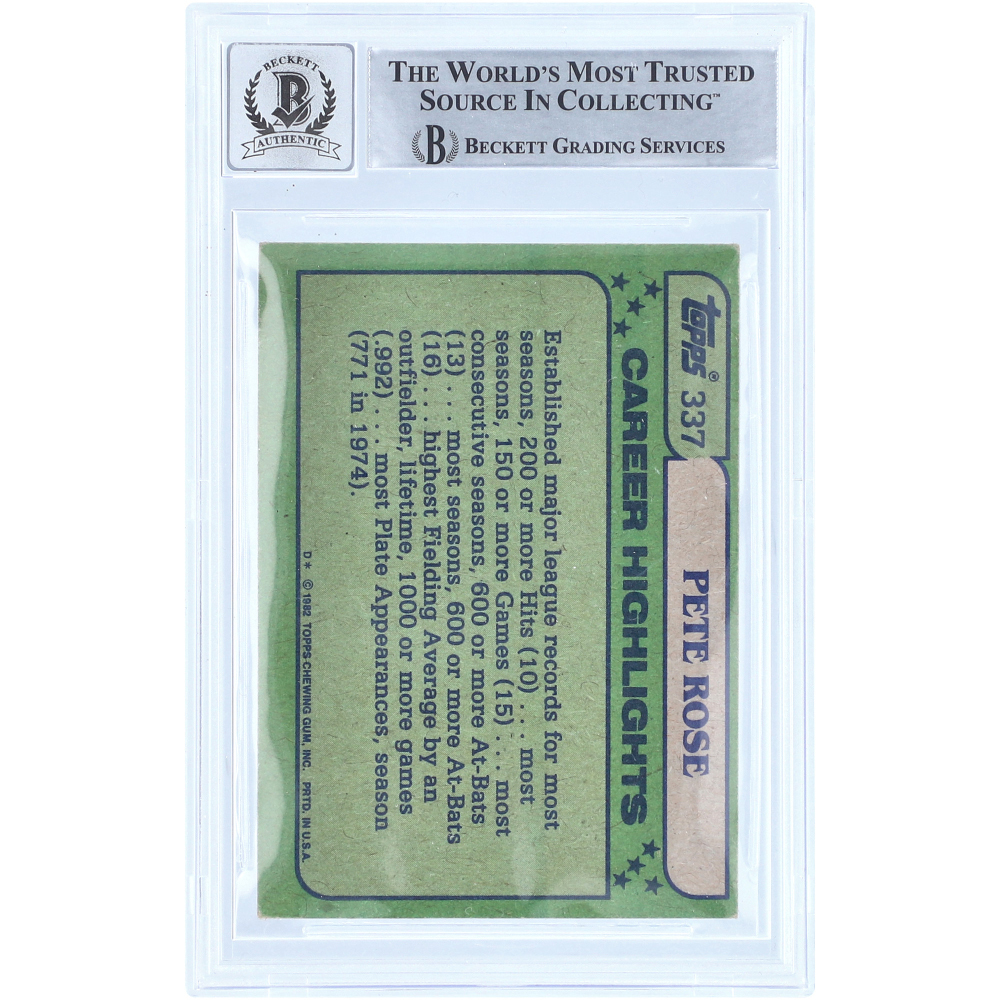 Pete Rose Philadelphia Phillies Autographed 1982 Topps Series 1