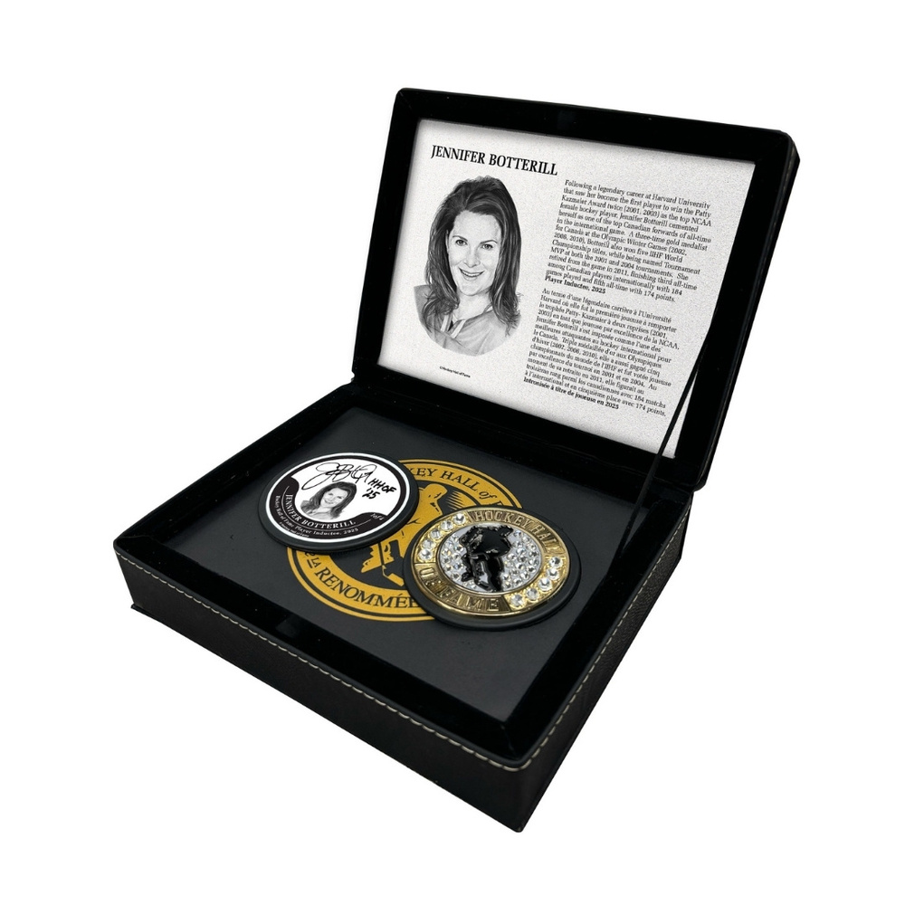 Jennifer Botterill Autographed Legends Line Honoured Member 2pc Puck Box - Limited Edition 3/4