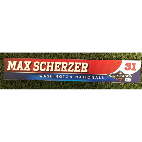 Game-Used Max Scherzer 2019 Postseason Locker Tag