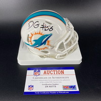 Dolphins - Davon Godchaux Signed Mini Helmet with "Chaux Down Inscr...
