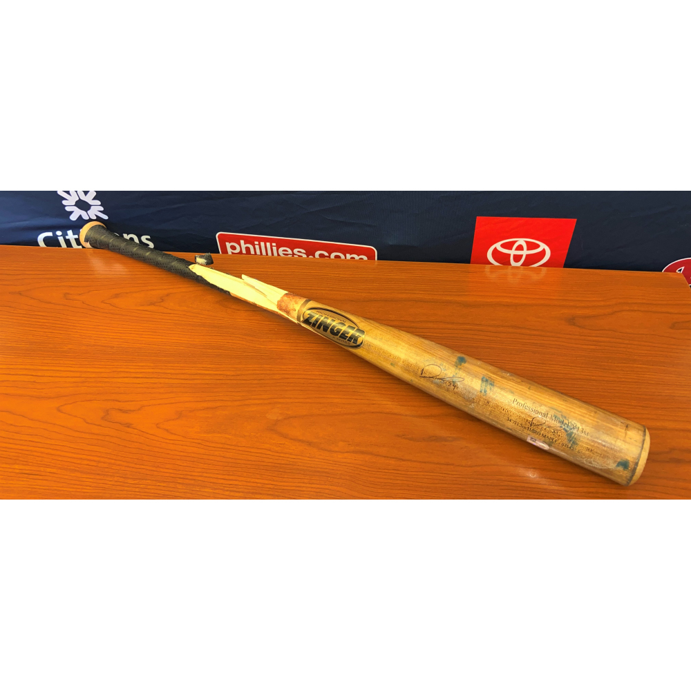 Darick Hall Autographed GameUsed Broken Bat Philadelphia Phillies