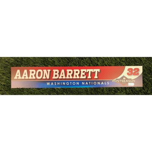 Game-Used Aaron Barrett 2019 Postseason Locker Tag