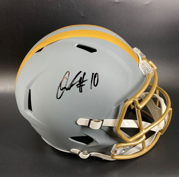 NFL - Browns Quinshon Judkins Signed Slate Replica Speed Helmet