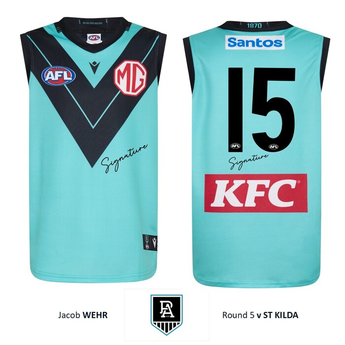 Photo of Jacob Wehr #15 Port Adelaide 2026 Gather Round Guernsey