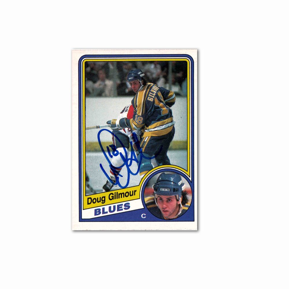 Doug Gilmour Autographed St. Louis Blues 1984-85 O-Pee-Chee Hockey Rookie Card #185 