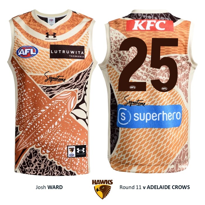 Photo of Josh Ward #25 Hawthorn 2026 Indigenous Guernsey