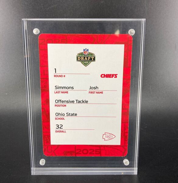 NFL - Chiefs Josh Simmons Special Edition 2025 Draft Card 1 of 2