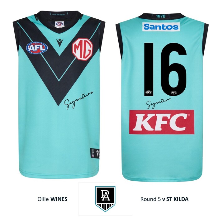 Photo of Ollie Wines #16 Port Adelaide 2026 Gather Round Guernsey