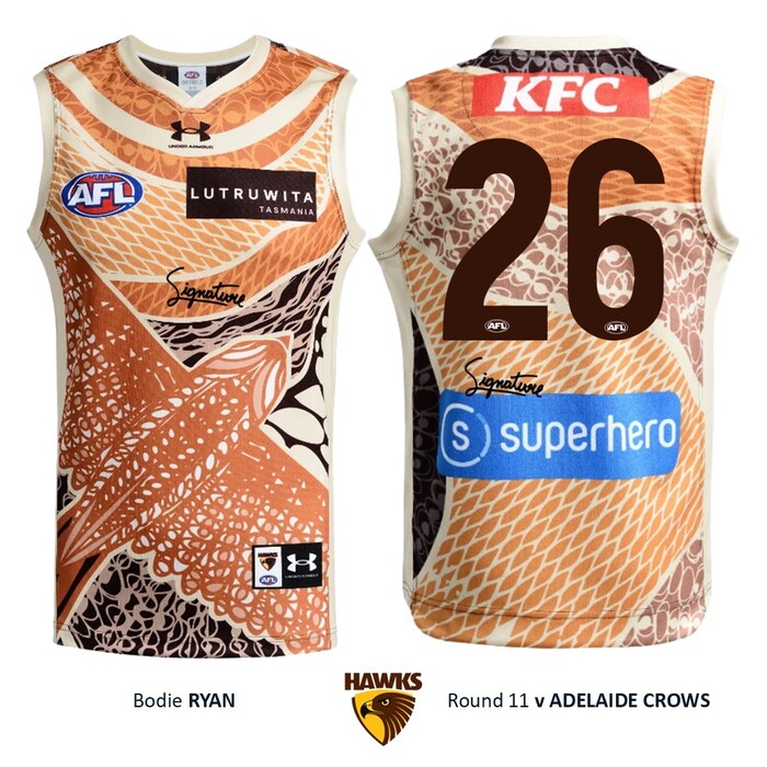 Photo of Bodie Ryan #26 Hawthorn 2026 Indigenous Guernsey
