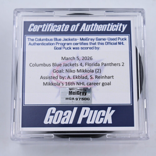 Image of Mikkola, Niko - Florida Panthers - March 5, 2026 at Columbus Blue Jackets (Blue Jackets' 25th Anniversary Logo)