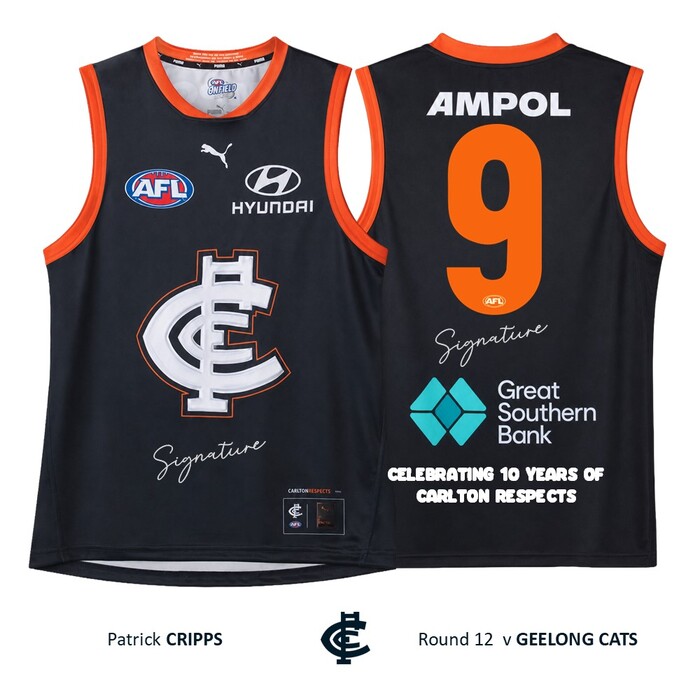Photo of Patrick Cripps #9 Carlton 2026 Carlton Respects Guernsey