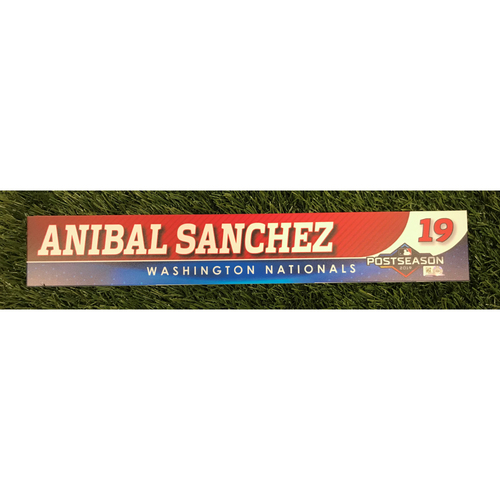 Game-Used Anibal Sanchez 2019 Postseason Locker Tag