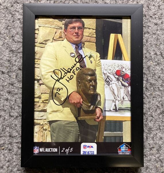 HOF - Patriots John Hannah NFL Auction Exclusive Signed 5x7 Framed Photo...