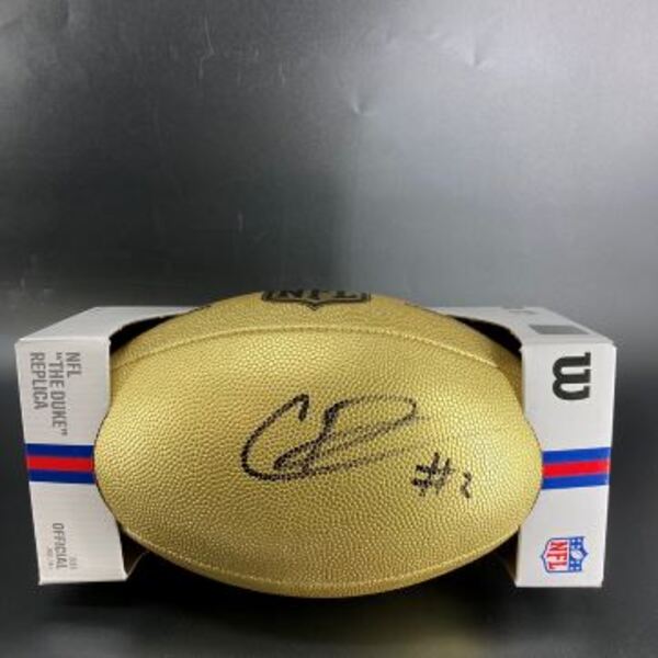NFL - Cowboys Caleb Downs Signed Gold Composite Football