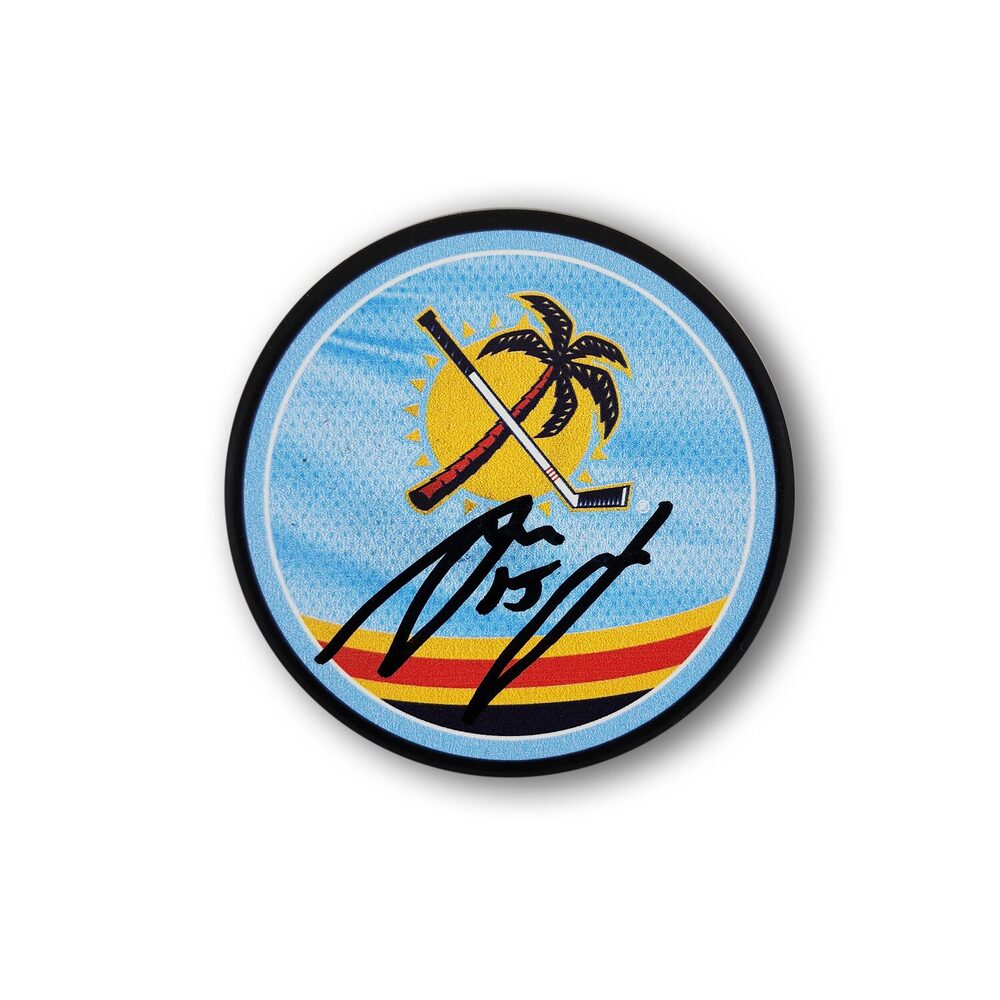 Anton Lundell Autographed Florida Panthers Reverse Retro Hockey Puck