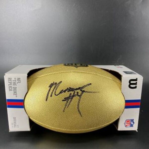 NFL - Chiefs Mansoor Delane Signed Gold Composite Football