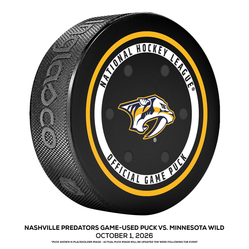Nashville Predators Game-Used Puck vs. Minnesota Wild on October 1, 2026 - Blake Coleman (MIN) Scores Game-Winning Goal in Wild Debut, Wild Win Season Opener (Not Goal Puck)