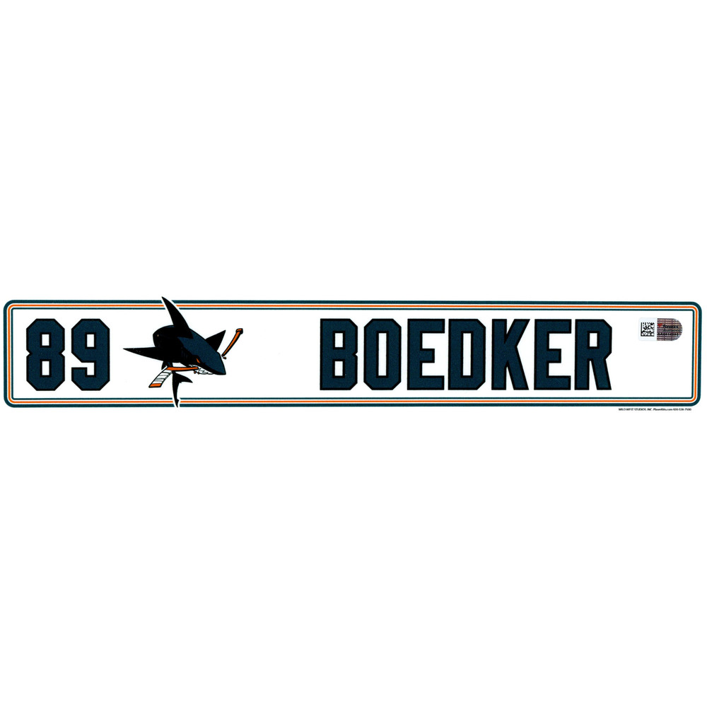 Mikkel Boedker San Jose Sharks Player-Issued #89 Locker Room Nameplate from the 2016-17 NHL Season