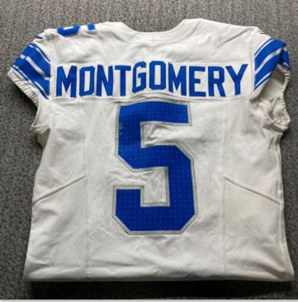 Crucial Catch - Lions David Montgomery Game Worn Jersey (10/13/2024) Siz...