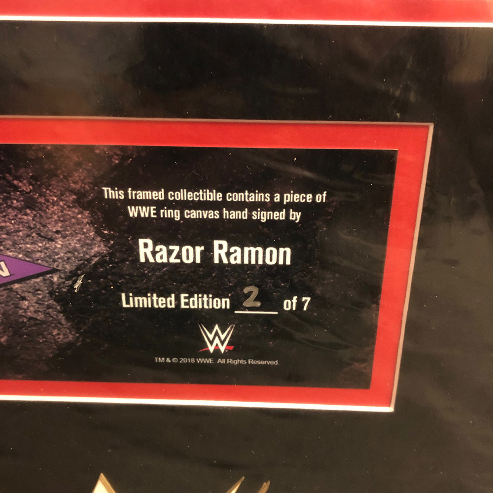 Razor Ramon Rings Razor Ramon Signed & Framed Ring Canvas Plaque (Random Number) | WWE ...