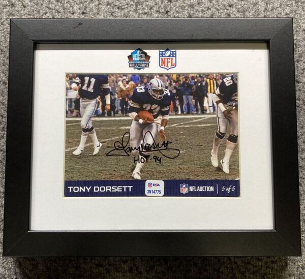 HOF - Cowboys Tony Dorsett NFL Auction Exclusive Signed 5x7 Framed Photo...