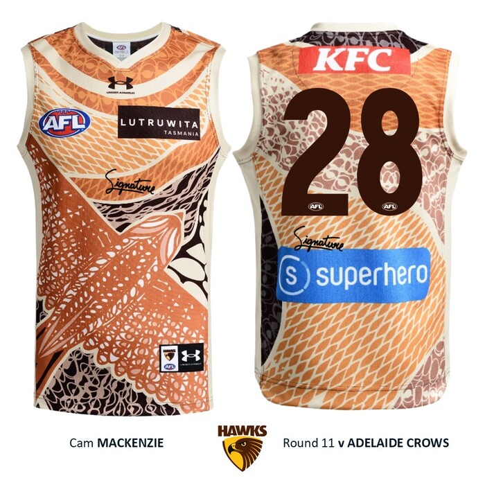 Photo of Cam Mackenzie #28 Hawthorn 2026 Indigenous Guernsey
