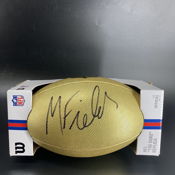 NFL - Giants Malachi Fields Signed Gold Composite Football