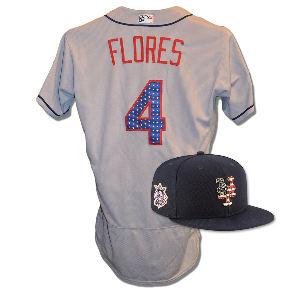 Wilmer Flores #4 - Game Used 4th of July Jersey and Hat - Flores