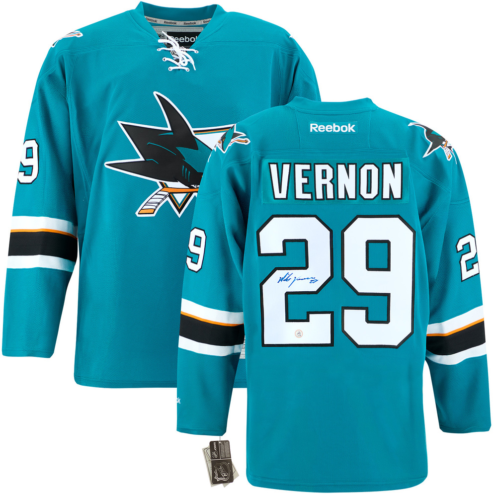 Mike Vernon Autographed San Jose Sharks Vintage Reebok Jersey