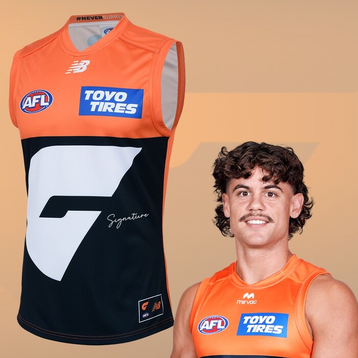 Photo of Darcy Jones #2 GWS GIANTS 2025 Home Player Guernsey
