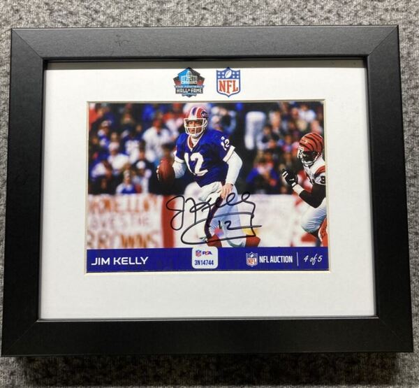 HOF - Bills Jim Kelly NFL Auction Exclusive Signed 5x7 Framed Photo Indi...