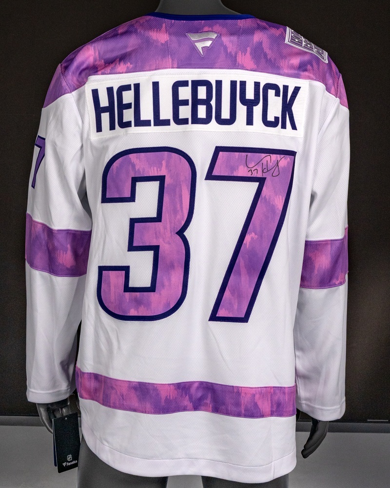 Connor Hellebuyck Autographed Hockey Fights Cancer Jersey - Winnipeg Jets