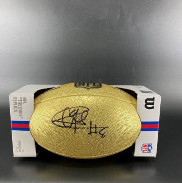 NFL - Giants Colton Hood Signed Gold Composite Football
