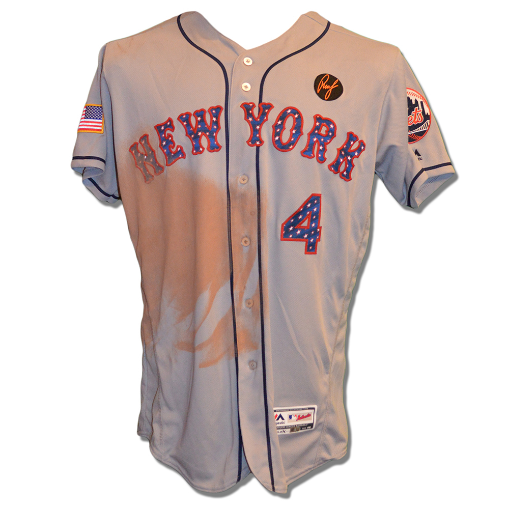 Wilmer Flores #4 - Game Used 4th of July Jersey and Hat - Flores