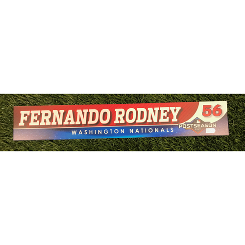 Game-Used Fernando Rodney 2019 Postseason Locker Tag