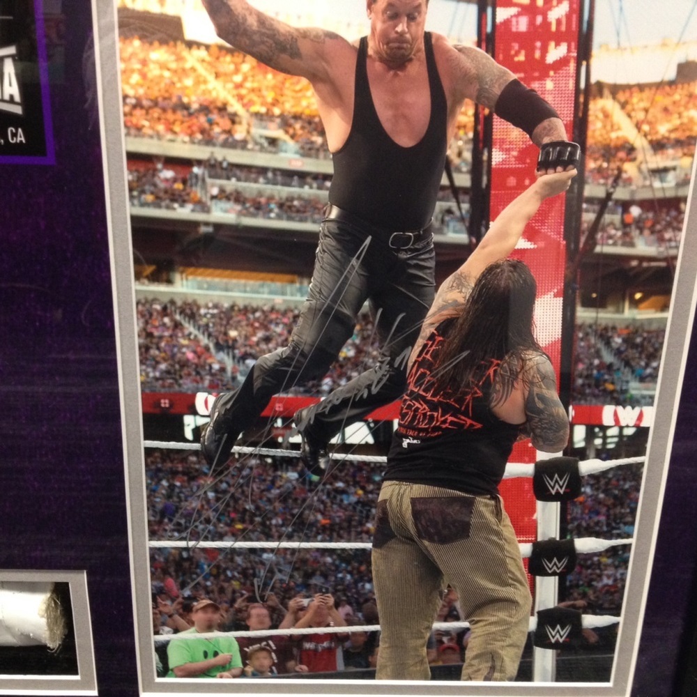 Undertaker SIGNED WrestleMania 31 Framed Ring Rope Framed Collage
