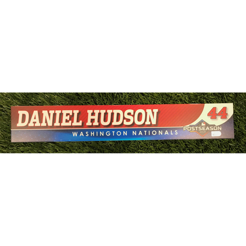Game-Used Daniel Hudson 2019 Postseason Locker Tag